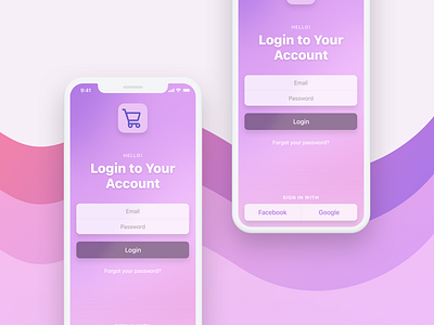 Mobile Login Screen app apple colors gradients ios iphone mobile mobiledesign mockup ui uiux ux