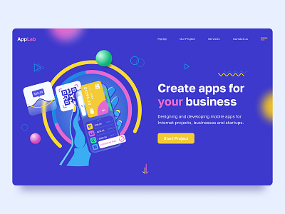 AppLab app card credit card development finance homepage illustration interface landing page mobile app qr code qrcode ui uidesign uiux ux web website