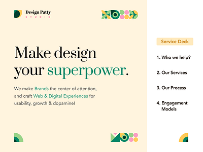 Studio Service Deck | Design Patty brand design communication design content deck content design deck graphic design slide social media