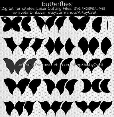 Butterflies Laser Cutting Files SVG Bundle bundle template butterflies digitalart pendants design printfiles tag design vector art vector illustration vectors download vectorstock