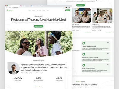 MentalHeart - Mental Care Landing Page blog care clean clinic doctor health healthy hero landing page life medical mental message modern psychology psycologist testimonial ui web design wellness