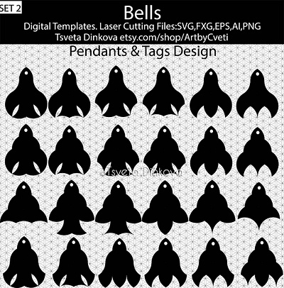 Bells Flowers Laser Cut Files SVG Bundle Pendant and Tag Design bundle template digitalart jevelvry designs pendant designs print files svg svg file svg icons tag designs templatedesign vectorstock