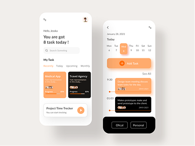 Task Management App add task app design daily task design minimal minimalist mobile app mobile ui official task add task task app task management task manager task to do list uidesign user interface