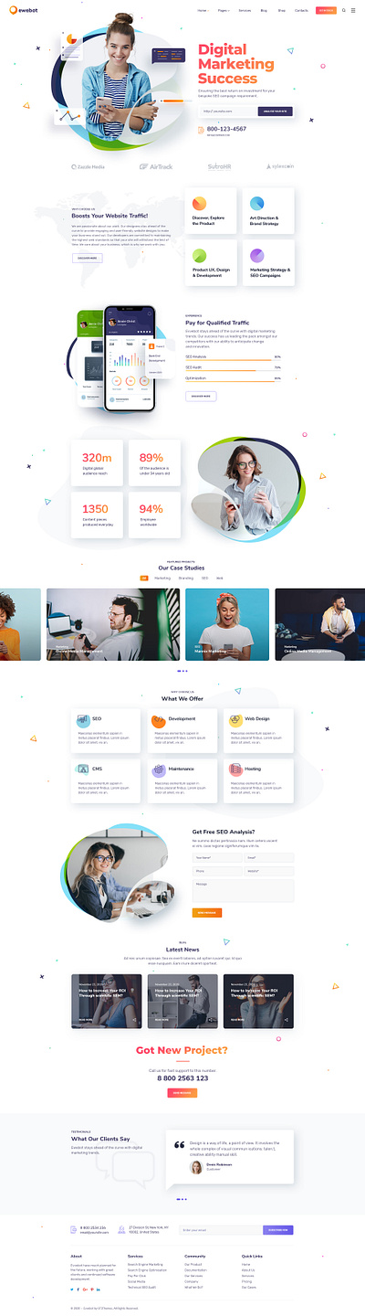 Ewebot - SEO Digital Marketing Agency agency business clean corporate marketing seo ui web webdesign website wordpress