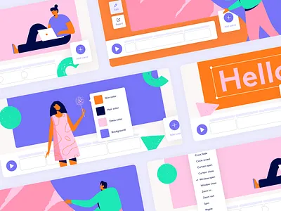 Biteable Features character design clean features illustration interface minimal reveal sans serif software video