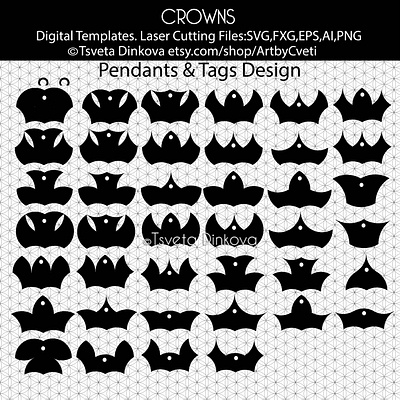 Crowns Laser Cutting Files SVG 40 Bundle Pendants bundles crowns digital templates hats jevelvry designs laser cutting files laser cutting files svg icons tag designs template files vectors