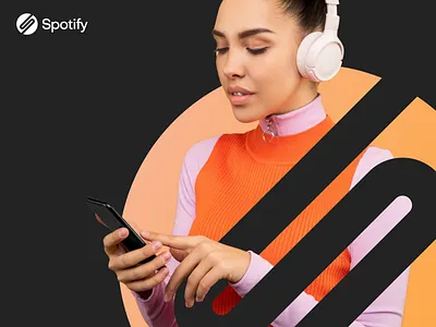 Spotify Redesign Poster advert banner brand branding business company design girl grey identity letter logo luxury minimal music ollerweb pink poster s yellow