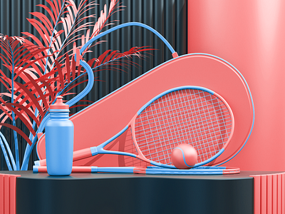 Tennis 3d 3d art 3d artist art branding c4d cinema4d composition design icon illustration modeling redshift render ui uidesign ux uxdesign web website