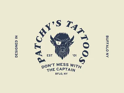 Patchy's Tattoos Illustration brand branding buffalo buffalo head buffalo ny design heritage illustration layout logo nautical rustic rustic logo sailor tattoo tough typography vanlife vector vintage