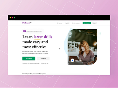 Pro-Learn Landing Page learning management system learning platform video webdesign website