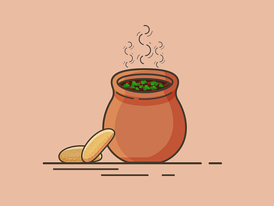 Georgian Cuisine. lobio in pot and mchadi adobe adobe illustrator art bean branding design design art dribbble food georgian georgiancuise icon icon design icon set iconography icons illustration illustrator logo vector