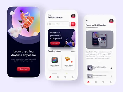 Online Learning App UI Exploration app course design learning mobile mobile app design online online course ui ux