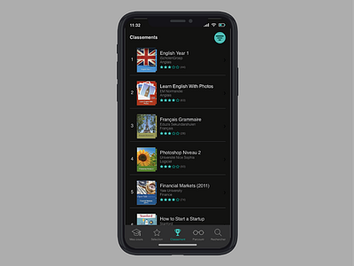 Dark theme Itunes U app dark theme dark ui design mobile ui