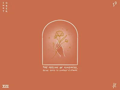 Kindness flowers hand illustration line art logo minimalist portal window