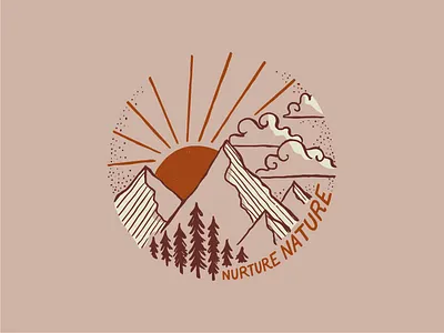 Nurture Nature clouds illustration logo mountains nature outdoors sunset t shirt