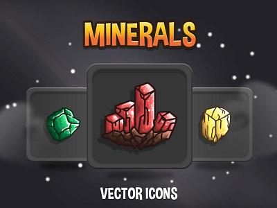 48 Mineral RPG Icons 2d craftpix game assets gameassets gamedev icons indie game indiedev rpg