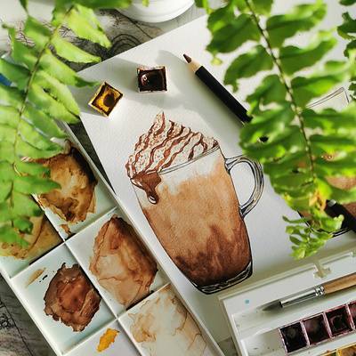 Hot Chocolate coffee coffeeshop design food and drink food illustration glass hot chocolate illustration watercolor watercolour