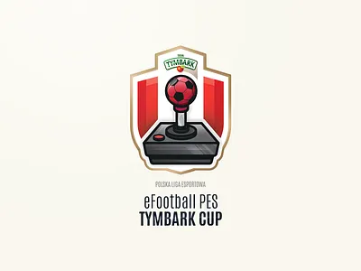 PLE Tymbark PES CUP ball branding e sports esports flat football gamepad gaming gaming logo gold joystick logo minimal pes pro evolution soccer red retro tymbark vector
