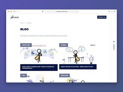 Elixirator's blog page design graphic design icon logo minimal typography ui ux web website