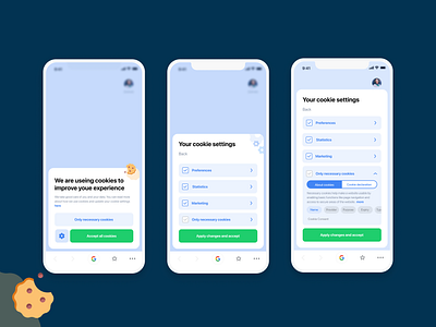 Cookiebot Banner android application cookie design ios mobile prototype ui ux