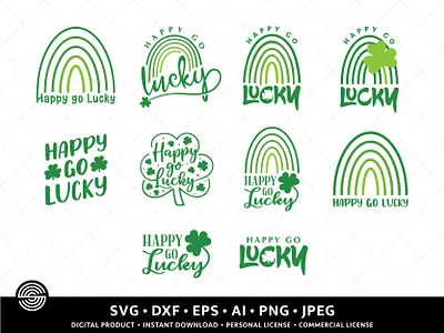 St Patricks Day SVG | Happy Go Lucky SVG cute green shirt design dxf girl st patricks svg girl tumbler svg happy go lucky svg happy rainbow png illustration lucky rainbow svg lucky shirt morden rainbow svg shamrock svg st patricks shirt svg typography vector