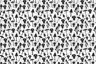 Magic Mushrooms Black and White design mushroom pattern pattern design seamless pattern vector