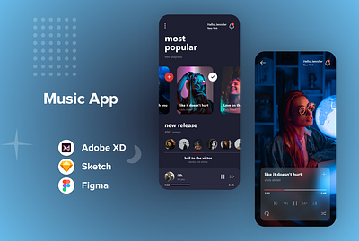 Music Mobile App UI Design adobe xd app app design art creative design graphic design illustration inspiration mobile app mobile app design mobile application mobile design mobile ui ui uiux uiux designer uiuxdesign uiuxdesigner uxdesign