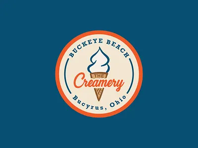 The Creamery Logo badge branding color cone design icecream illustration illustrator logo ohio