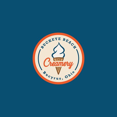 The Creamery Logo badge branding color cone design icecream illustration illustrator logo ohio