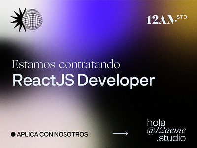 Now Hiring! ReactJS Developer 12aemestudio developer el salvador hiring innovation multidisciplinary product development reactjs studio technology