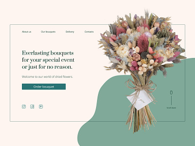 Landing page for the flower shop (dried flowers bouquets) 003 daily ui dailyui dried flowers landing page landingpage minimal ui ui design