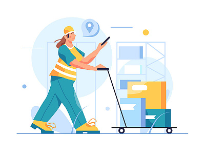 Delivery warehouse background box business cargo cartoon construction delivery design illustration logistic package paper person storage storehouse technology transport transportation vector warehouse