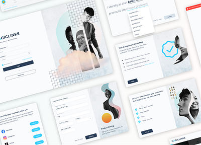 Onboarding Illustrations & Modal Design branding clean collage dashboard design figma design form graphic design illustrations modals navy blue onboarding onboarding screens onboarding ui signin signup ui ux