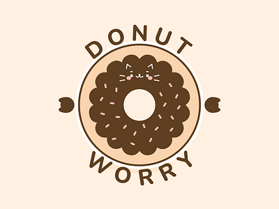 Cat Donut Worry 🍩 art cat cat pun cat shirt cat t shirt cute cute art design donut food pun illustration kawaii kawaii art positive