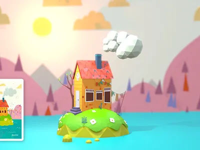 Favorite Island 3d blender illustration low poly