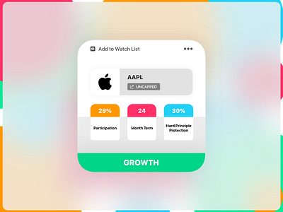Investment Card Design apple apple design blurred background buttons card card design cards ui color palette colorful cta design minimal sketch ui web