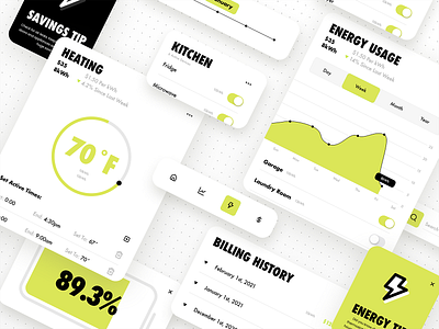 Energy Usage App Components app app design component components design design challenge design system mobile product product design ui user experience user interface ux