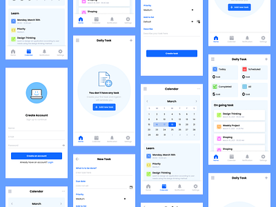 Daily Task app blue design mobile app ui