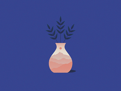 A Nice Place In A Vase grain illustration mountains place plant simple sun texture vase vase illustration