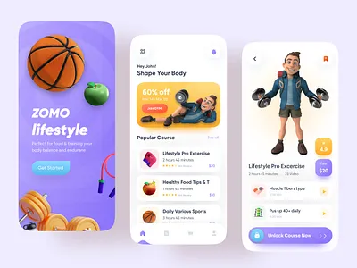 Healthy Lifestyle App 2021 trend app app design exercise app fitness fitness app gym gym app health app healthy life home lifestyle app mobile app trainer ui ux workout yoga