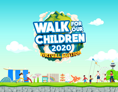 Singapore Children's Society Virtual Walk For Our Children 2020 charity charity event children cute illustration kids poster singapore vector virtual virtual event walk walkathon webdesign