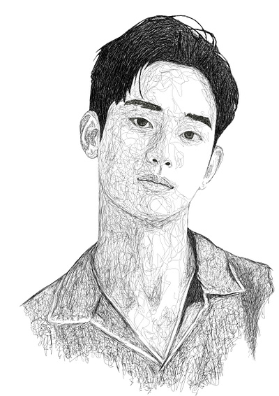 Kim soo hyun abstract black design face figure graphic illustration korea line art scribble art vector