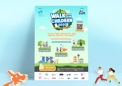 Singapore Children's Society Virtual Walk For Our Children 2020 charity children cute design event illustration kawaii kids kids illustration poster poster design singapore vector virtual virtual event