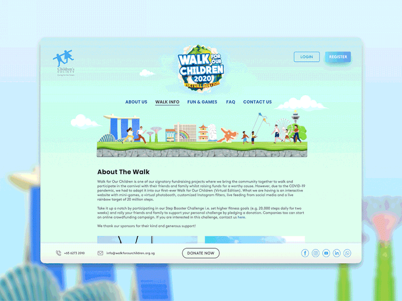 Singapore Children's Society Virtual Walk For Our Children 2020 charity children cute design illustration kids singapore ui ux vector webdesign website website design