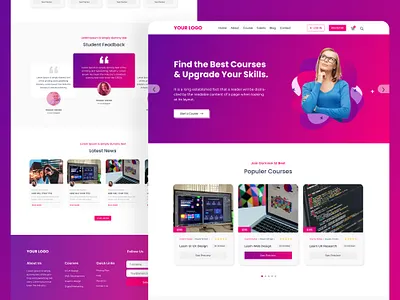E-learning Website Landing Page courses e learning education platform education website elearning landing learning learning management system learning platform online education online learning teaching tutor web design website