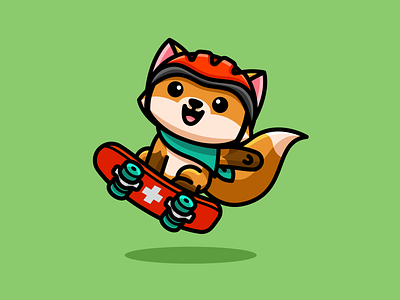 Brave Care - Different Poses activity adorable character cute dynamic fox gorilla happy helmet illustration illustrative kids mascot penguin poses scout skateboard smile toddler yoga