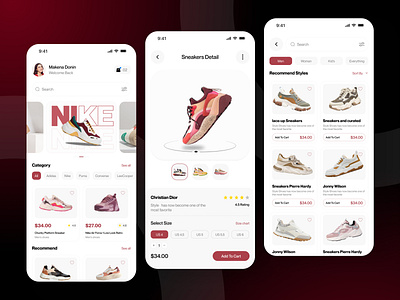 Sportswear - Mobile App Concept adaptive adidas air jordan app clean design e commerce footware ios mobile nike running product shoe store shoes shopify shopping sports shoe trainers ui ux