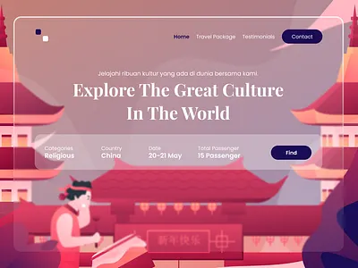 Explore Culture Apps - Exploration Design china design flat illustration illustrator ui vector website