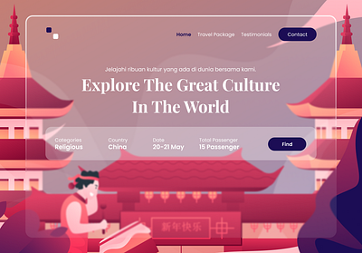 Explore Culture Apps - Exploration Design china design flat illustration illustrator ui vector website