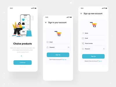 Mobile Sign Up Sign in Form character design ecommerce ecommerce app ecommerce design illustration interface login login ui minimal mobile mobile app mobile app design mobile design mobile signup form onboarding sign up form signup signupform ui ux